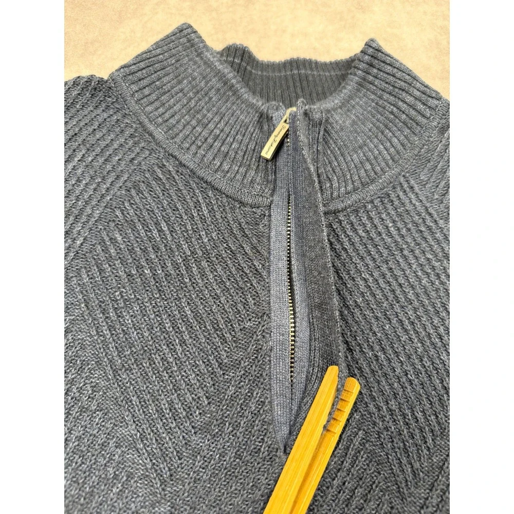 Tommy Bahama Mens XL Navy Blue Pima Cotton Diamond Knit 1/4 Zip Mock Sweater
